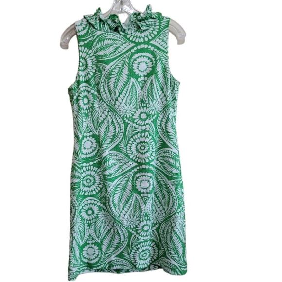 Kate Spade Bonnie Green and White BotanicalFloral Ruffle Dress sz small - Picture 3 of 9